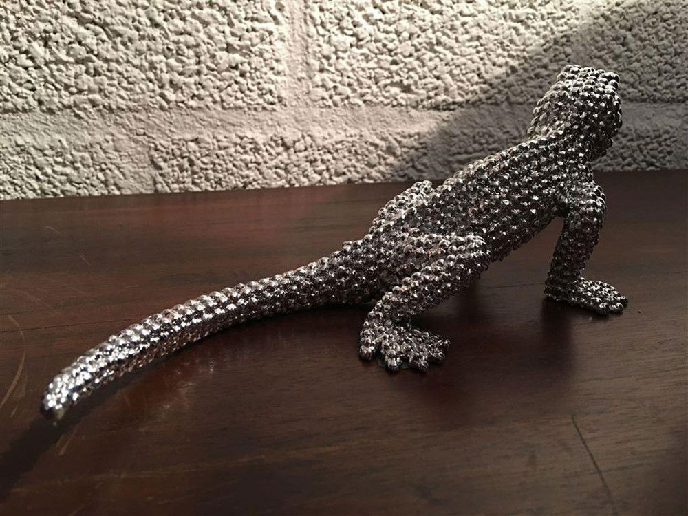 Linguaan-gekko electro silver painted, mooi!! - Afbeelding 3