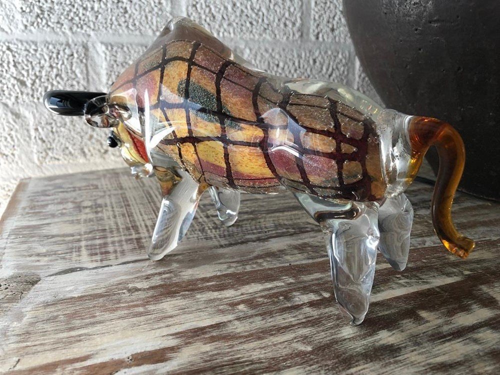 Mooi beeld van een stier van vol glas, prachtig in kleur!! - Afbeelding 8