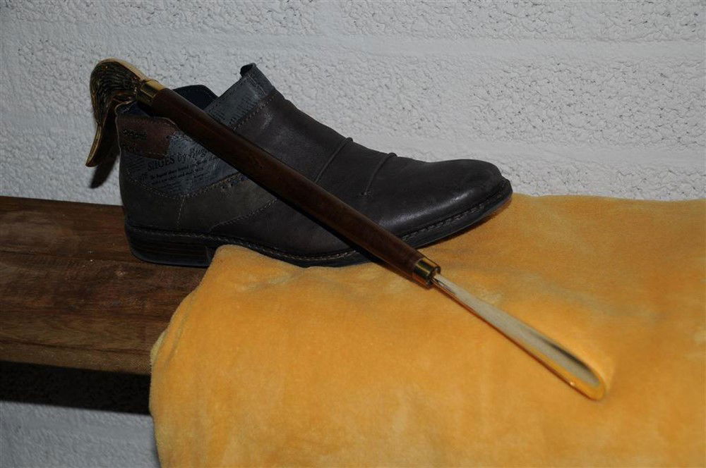 Mooie messing-hardhouten schoenlepel met eendenhoofd - Afbeelding 6