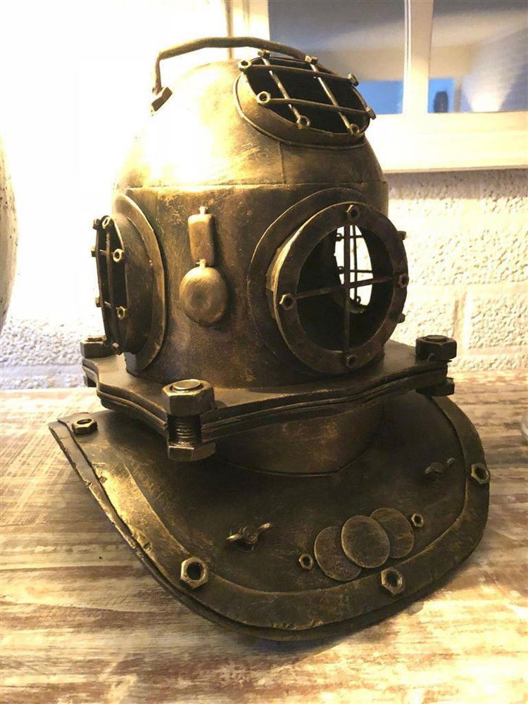 Nautistische brass-messing-look duikhelm XL, prachtig!! - nr. 1