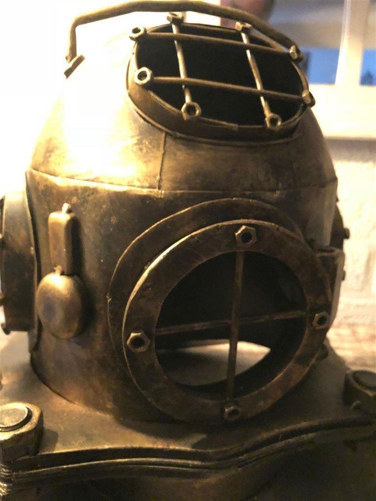 Nautistische brass-messing-look duikhelm XL, prachtig!! - Afbeelding 7