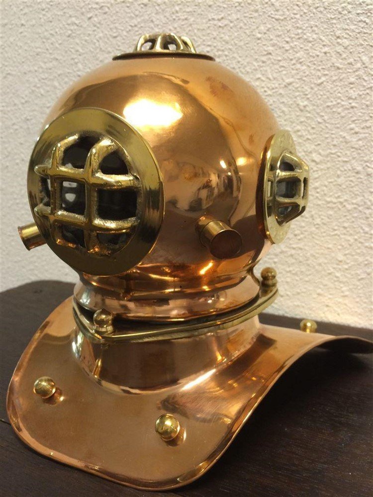 Koperen-messing duikhelm, prachtig -messing - Afbeelding 2