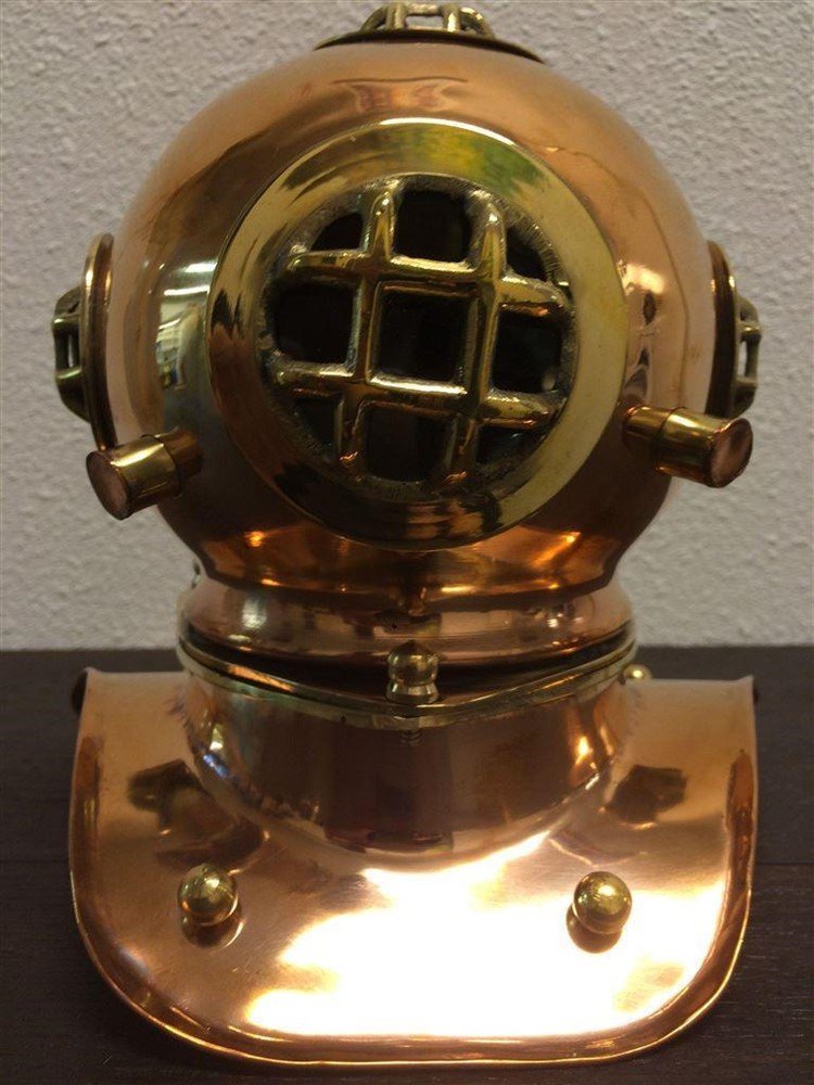 Koperen-messing duikhelm, prachtig -messing - Afbeelding 8