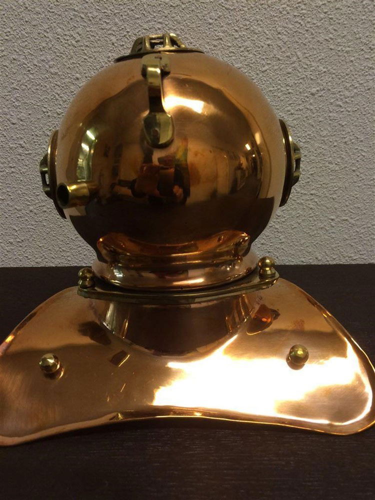 Koperen-messing duikhelm, prachtig -messing - Afbeelding 4