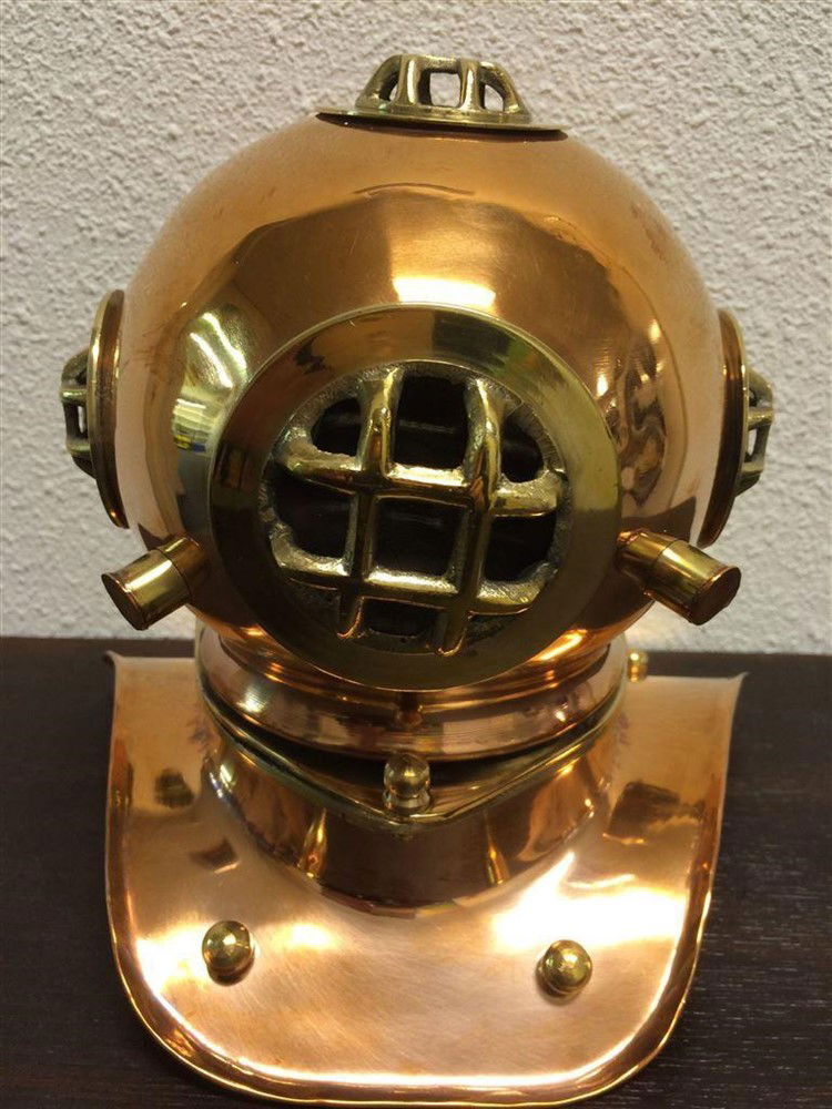Koperen-messing duikhelm, prachtig -messing - Afbeelding 5