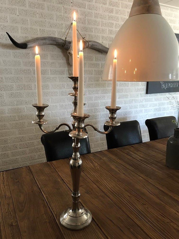 Nikkelen - raw kaarsen kandelaar, super mooi ontwerp!! - Afbeelding 6