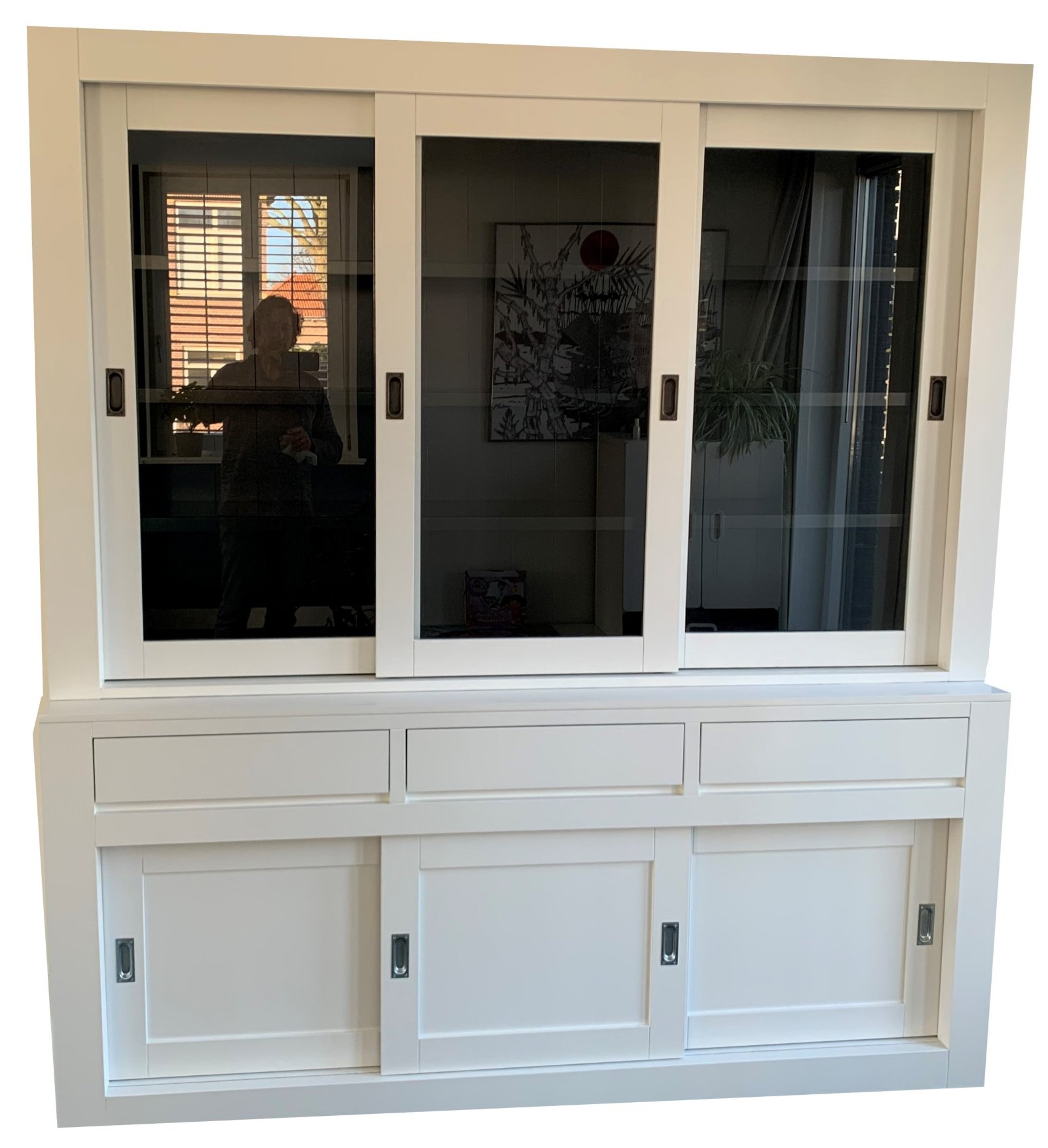 Buffetkast design wit - zwart Enschede 200 x 50/40 x 220cm - nr. 1