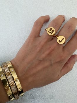Letter initial ring 18k vergulde kwaliteit ABC mix match - 1
