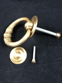 Prachtige antiek messing deurklopper met stopper messing - Afbeelding 2