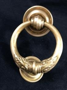 Prachtige antiek messing deurklopper met stopper messing - Afbeelding 6