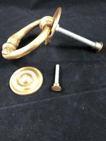 Prachtige antiek messing deurklopper met stopper messing - Afbeelding 7