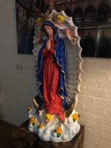 Prachtig fors Maria beeld met engelen polystone vol in kleur - Afbeelding 5
