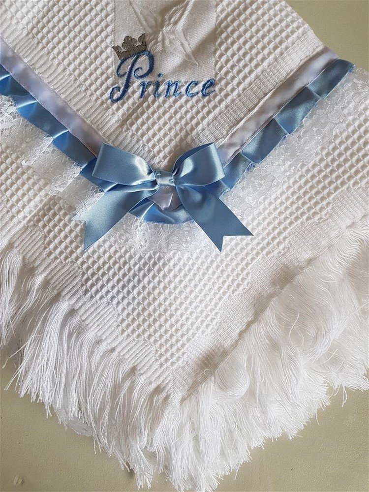 Doop deken doopdeken doopkleed prince wit blauw - Afbeelding 2