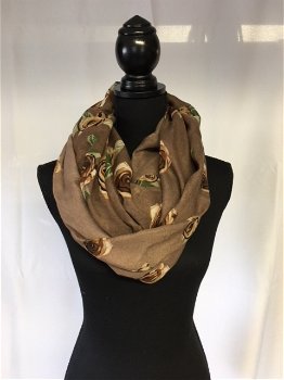 Col sjaal met bloemen bruin - 0