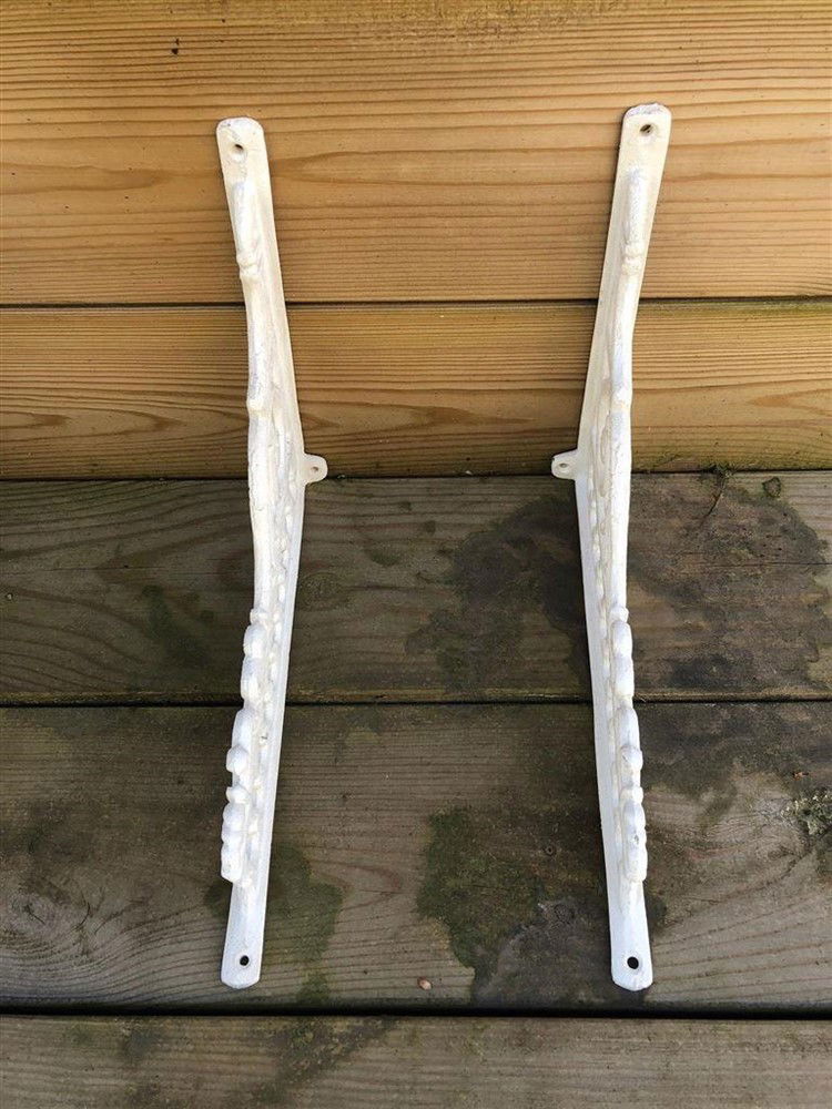 Set antieke strakke plankdragers, gietijzer- old-white - Afbeelding 2