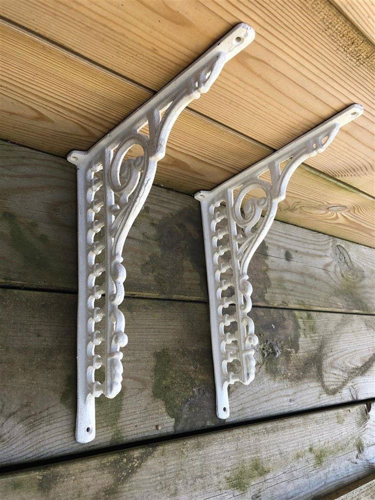 Set antieke strakke plankdragers, gietijzer- old-white - Afbeelding 3