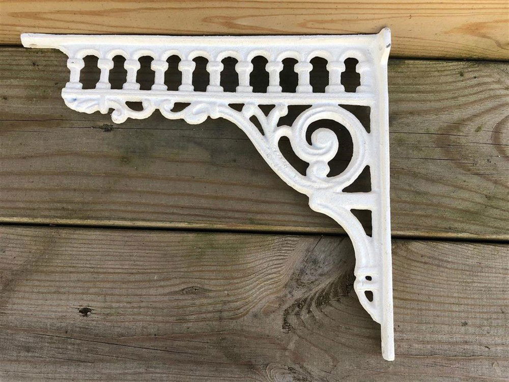Set antieke strakke plankdragers, gietijzer- old-white - Afbeelding 5