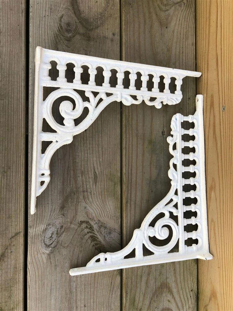 Set antieke strakke plankdragers, gietijzer- old-white - Afbeelding 6