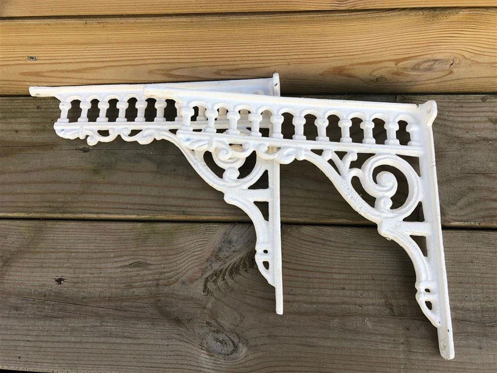 Set antieke strakke plankdragers, gietijzer- old-white - Afbeelding 7