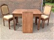 Eetkamerset - tafel + 4 beklede stoelen - 95 jaar oud - 0 - Thumbnail