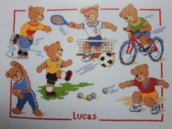 Borduurpakket Geboortetegel SPORT-BEERTJES NIEUW!