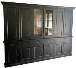 Buffetkast zwart eiken interieur Heesch dichte zijdeuren 300 x 220cm