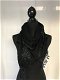 Driehoek sjaal met bont zwart - 0 - Thumbnail