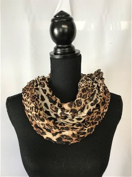 Tijger print sjaal beige/bruin/zwart - 0