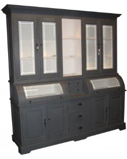 Grijze grutterskast met bolle kleppen 230 x 50/35 x 210cm
