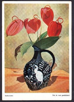 479- Nederland briefkaart Anthurium van voetschilder Thomas - 0