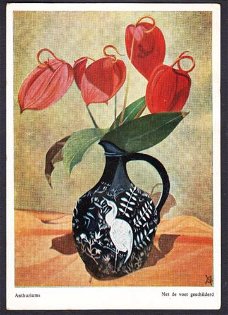 479- Nederland briefkaart Anthurium van voetschilder Thomas