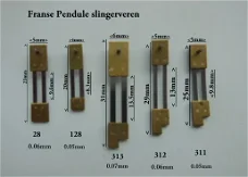 Slingerveren voor Franse pendules in 5 maten.