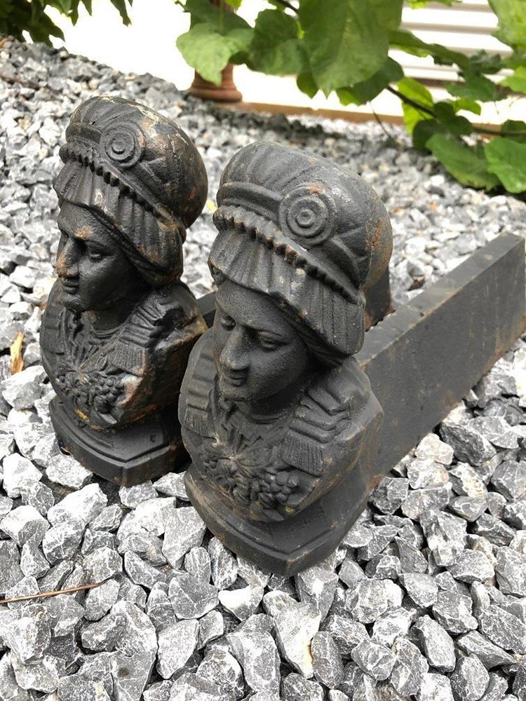 Set gietijzeren haardblokken met lady afbeelding, black-rust - Afbeelding 6