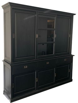 Buffetkast handpainted zwart Putten 200 x 220cm dichte zijdeuren
