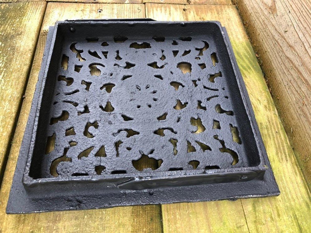 Zwaar Luchtrooster/wandbord, vierkant, gietijzer, zwart - Afbeelding 4