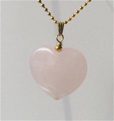 ValentineSET Rozenkwarts HART hanger goud/zilver aan ketting