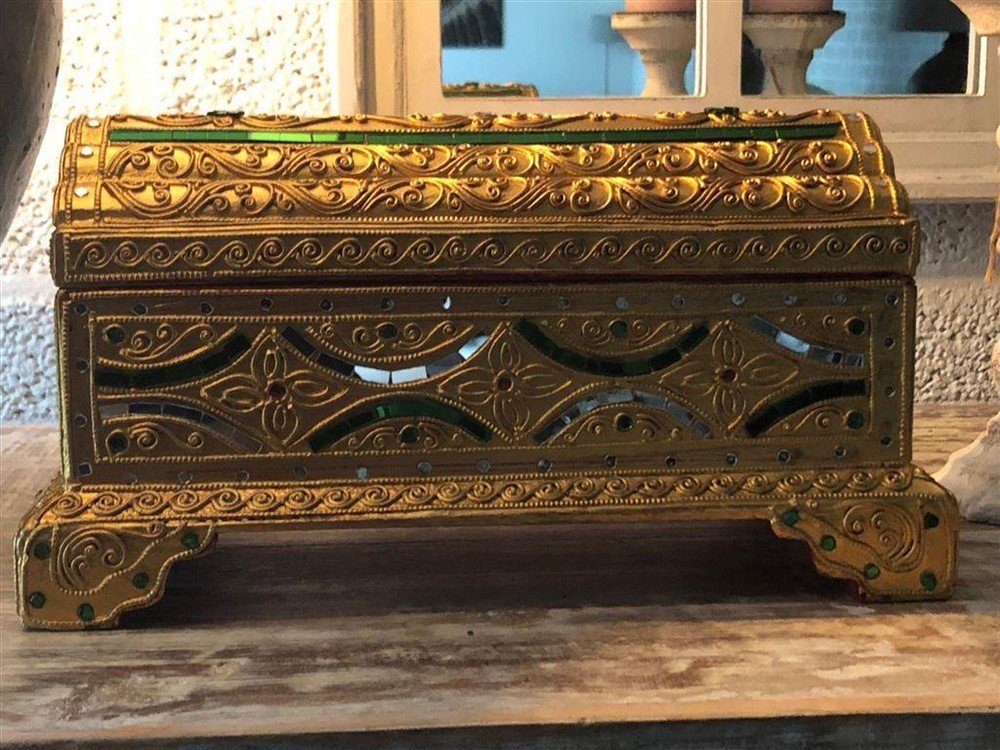 Sieradendoos houten kist- schatkist - juwelendoos. - Afbeelding 3