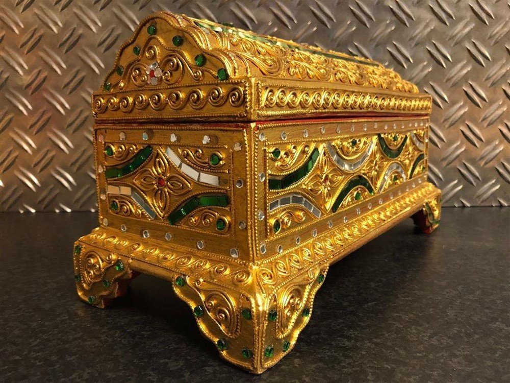 Sieradendoos houten kist- schatkist - juwelendoos. - Afbeelding 6