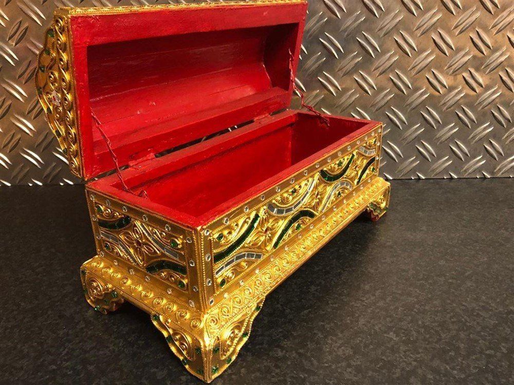 Sieradendoos houten kist- schatkist - juwelendoos. - Afbeelding 7