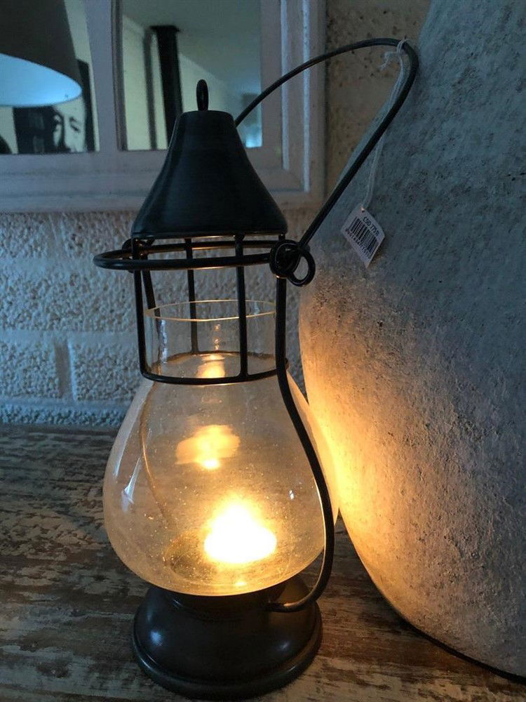 Prachtig windlicht met glas in roof-copper-kaars - Afbeelding 2