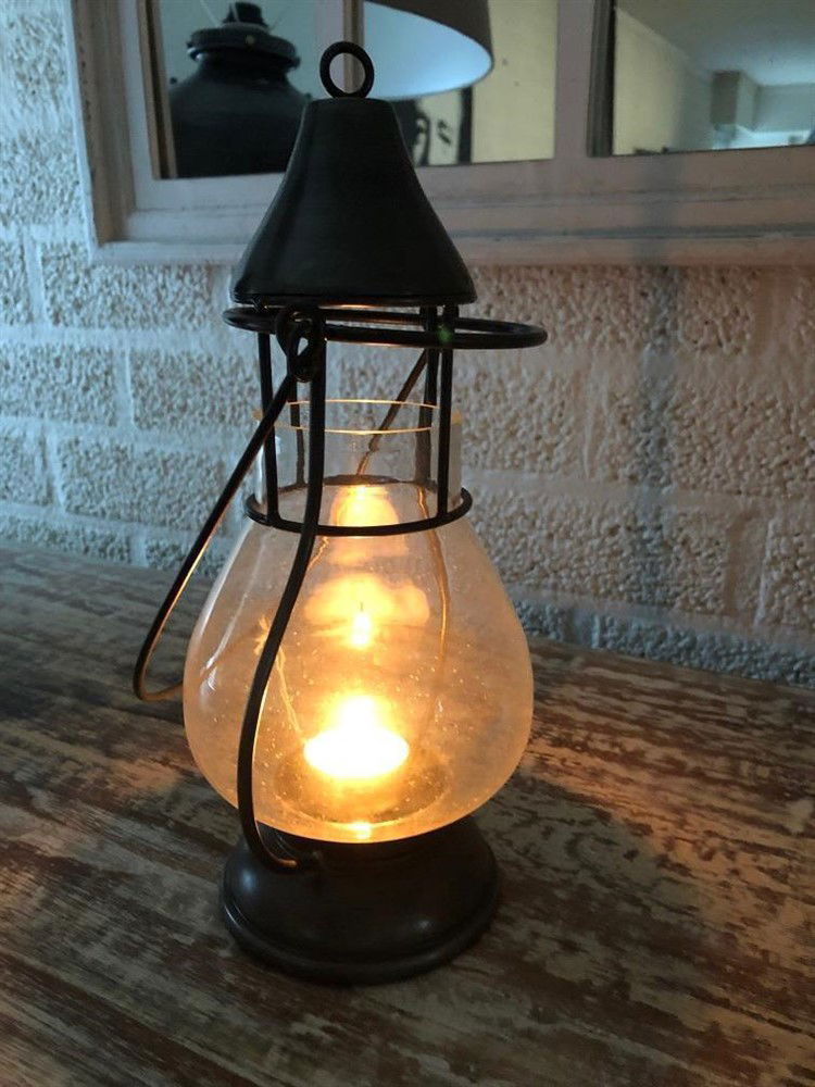 Prachtig windlicht met glas in roof-copper-kaars - Afbeelding 3