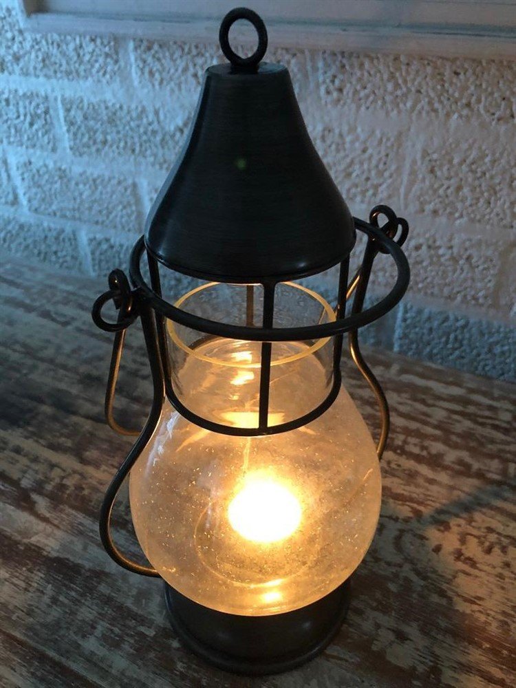Prachtig windlicht met glas in roof-copper-kaars - Afbeelding 4