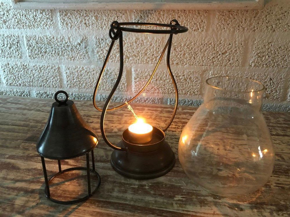 Prachtig windlicht met glas in roof-copper-kaars - Afbeelding 5
