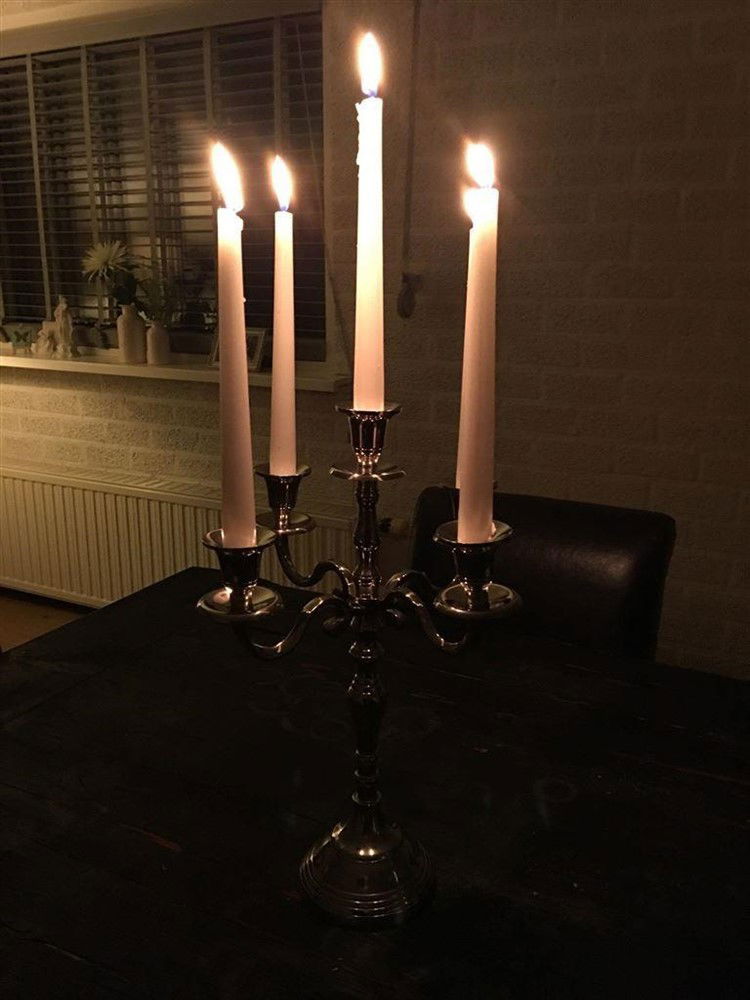 Prachtige 5 armige chromen kandelaar- kaars - Afbeelding 2