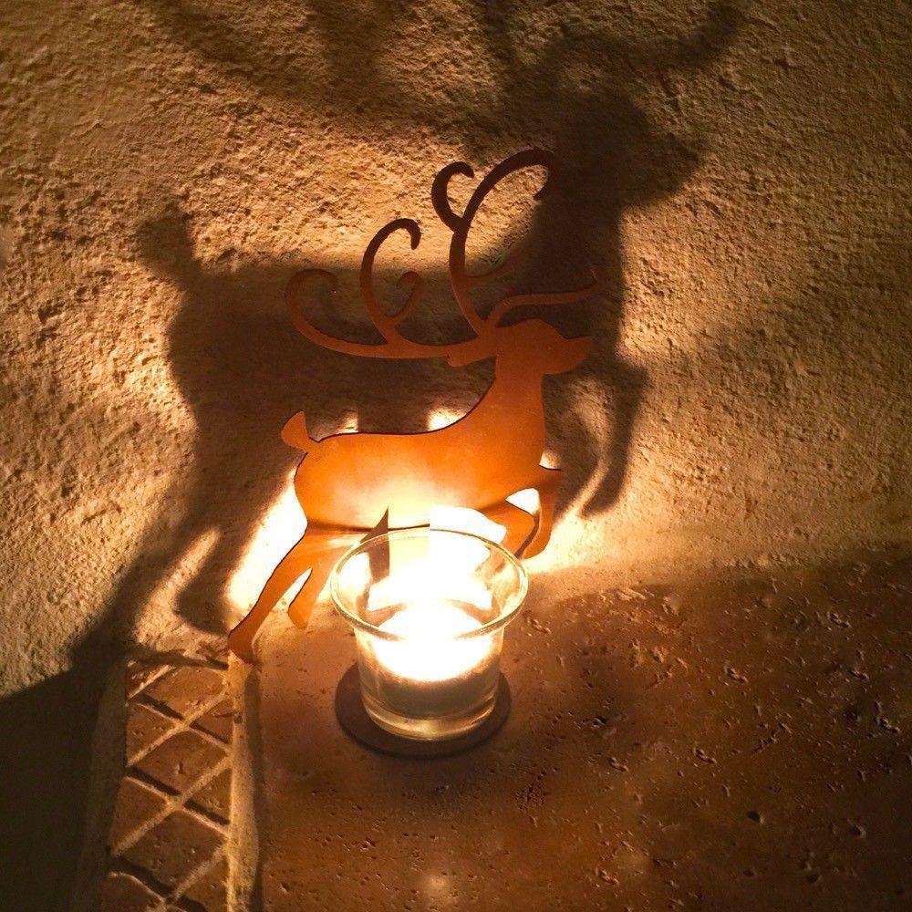 Tafeldecoratie metalen rendier met kaarshouder, kerst - nr. 1