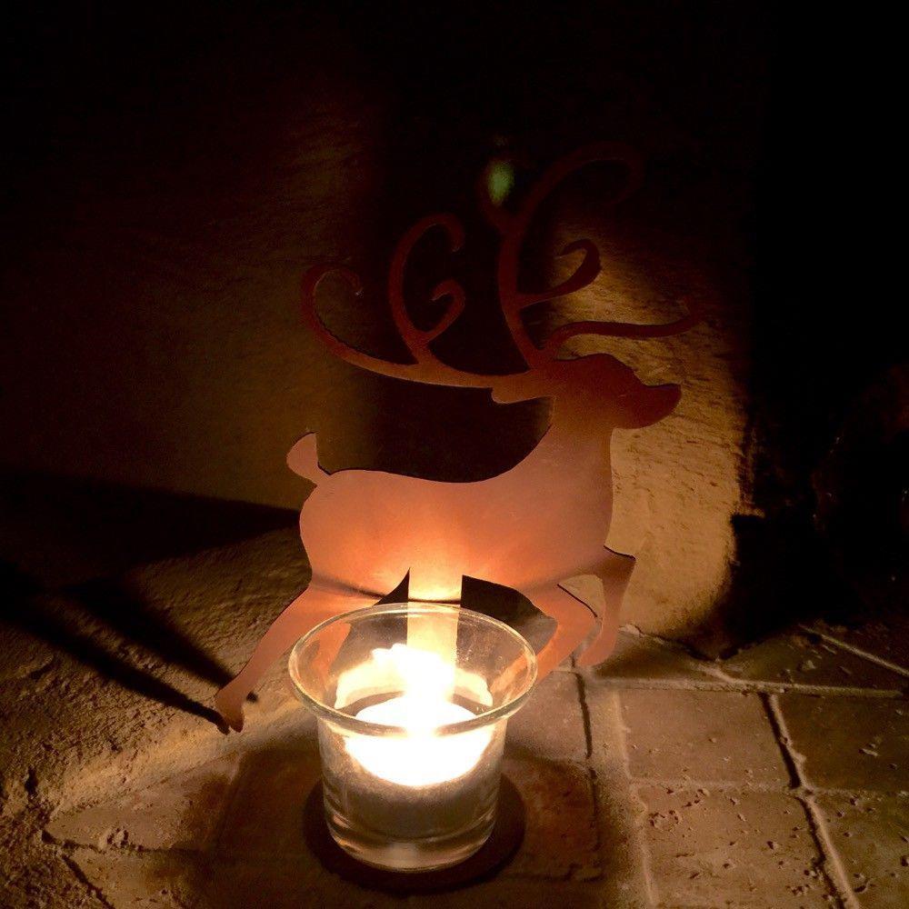 Tafeldecoratie metalen rendier met kaarshouder, kerst - Afbeelding 6