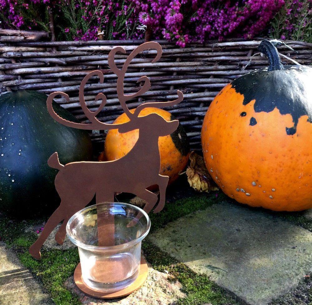 Tafeldecoratie metalen rendier met kaarshouder, kerst - Afbeelding 7