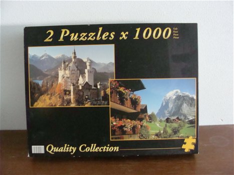 2 legpuzzels Neuschwanstein en Grindelwald 1 puzzel = compleet en 1 puzzel mist 2 stukjes - 0