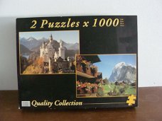 2 legpuzzels Neuschwanstein en Grindelwald 1 puzzel = compleet en 1 puzzel mist 2 stukjes