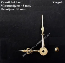 Wijzers Franse pendule = Verguld =44018